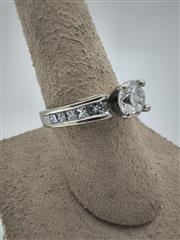 Lady's Diamond Engagement Ring 11 Diamonds 1.25 Carat T.W. 14K White Gold 3.89g
